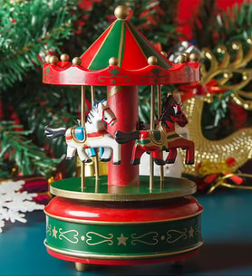 Yılbaşı Noel Nostaljik El Yapımı Atlı Karınca Müzik Kutusu Büyük Boy Yeşil