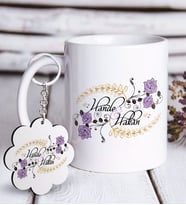 BK Gift Kişiye Özel Sevgililer Günü Beyaz Kupa ve Anahtarlık Hediye Seti-124 (Model 1)