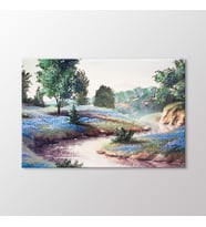Arty Tablo Dere ve Ağaçlar Tablo (Karışık)