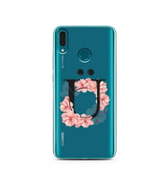 Pembe Çiçekli Harf Tasarım Süper Şeffaf Silikon Telefon Kılıfı Huawei Y9 2019 Ü-