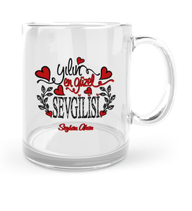 BK Gift Kişiye Özel Yılın En Güzel Sevgilisi Cam Kupa Bardak