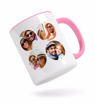 BK Gift Kişiye Özel Oval 4 Fotoğraflı Pembe Kupa Bardak-2