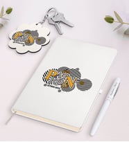 BK Gift Kişiye Özel Patron Tasarımlı Beyaz Defter Kalem ve Anahtarlık Hediye Seti-12 (Model 1)