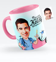 BK Gift Kişiye Özel Bay Hemşir Karikatürlü Pembe Kupa Bardak  1