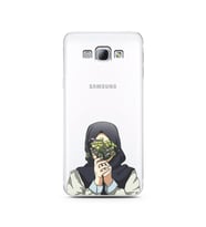 Kapalı Çiçekli Kız Tasarımlı Süper Şeffaf Silikon Telefon Kılıfı Samsung A8 (201