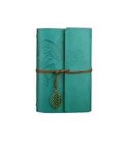Yaprak Desen Deri Kaplı Defter (Mavi)