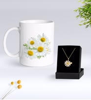 BK Gift Kişiye Özel Papatya Temalı Kupa Ve Papatya Kolye Hediye Seti-12 (Model 1)