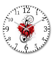 Love Music Müzik Duvar Saati Bombeli Gercek Cam