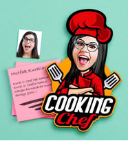 BK Gift Kişiye Özel Bayan Chef Karikatürlü Ahşap Magnet-11 (Çok Renkli)