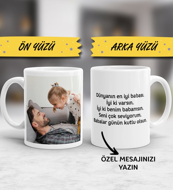 Kişiye Özel Babalar Günü Hediyesi Babaya Hediye Fotoğraflı ve Yazılı Resimli Kupa Bardak Sevgiliye Hediye Anneye Babaya Ablaya Abiye Kız Kardeşe Erkek Kardeşe Arkadaşa Sevgiliye Hediye Yıl Dönümü Doğum Günü Hediyesi