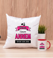 Canım Annem Kare Yastık ve Kırmızı Kupa Bardak