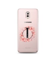 Pembe Çiçekli Harf Tasarım Süper Şeffaf Silikon Telefon Kılıfı Samsung C8  I-Har