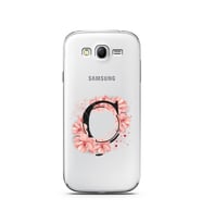 Pembe Çiçekli Harf Tasarım Süper Şeffaf Silikon Telefon Kılıfı Samsung Grand Neo