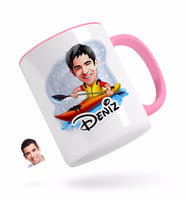 BK Gift Kişiye Özel Erkek Kanocu Karikatürlü Pembe Kupa Bardak-1