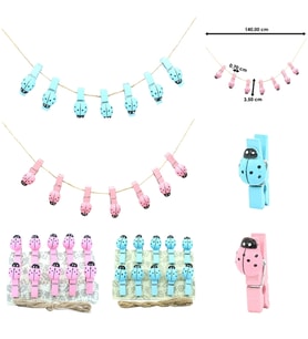 İpli ve Uğur Böcekli Mandal - ( 10 Adet ) (Pembe)