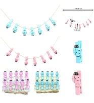 İpli ve Uğur Böcekli Mandal - ( 10 Adet ) (Pembe)