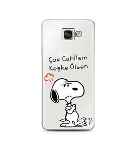 Snoopy Tasarımlı Süper Şeffaf Silikon Telefon Kılıfı Samsung A3 (2016)