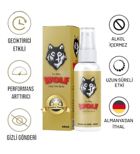Wolf Erkek Geciktirici Sprey - 75 Sıkım Kullanımlık Premium Kalite Delay Sprey 40ML STAG-DELAY-VİGA GECİKTİRİCİ ÇEŞİTLERİ- ADINIZA FATURALI ORJİNAL ÜRÜN