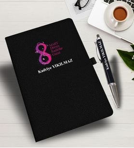 Kişiye Özel 8 Mart Baskılı İsme Özel Defter ve Kalem