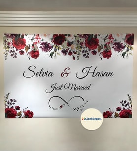 100x70cm Söz, Nişan, Kına Gecesi, Düğün İçin Kişiye Özel Branda Afiş Arka Fon
