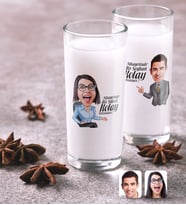 BK Gift Kişiye Özel Renkli Baskılı Erkek ve Bayan Kolay Yetişmiyor Karikatürlü İkili Rakı Bardağı Seti-2 (Beyaz)