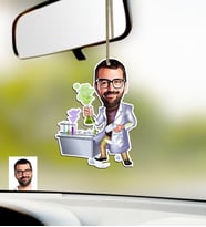 BK Gift Kişiye Özel Bay Kimya Mühendisi Karikatürlü Ahşap Araba Dikiz Ayna Süsü (Çok Renkli)