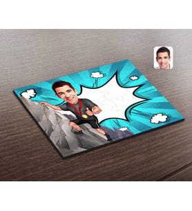 BK Gift Kişiye Özel Erkek Dağcı Karikatürlü Ahşap Puzzle-1