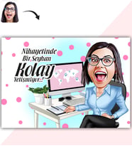 BK Gift Kişiye Özel Bayan Genel Müdür Karikatür Baskılı Yaş Pasta İçin Yenilebilir Şekerli Kağıt  1(Sadece Kağıt)
