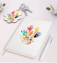 BK Gift Kişiye Özel Resim Öğretmeni Beyaz Defter Kalem ve Anahtarlık Hediye Seti-3 (Model 1)