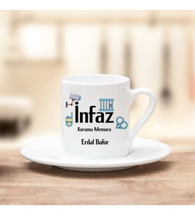 İnfaz Koruma Memuru Türk Kahvesi Fincanı (Beyaz)
