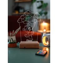 Sevgiliye Özel 3D Balon ve Ayıcık Masaüstü Led Lamba