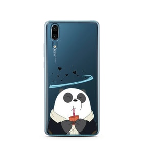 Panda Tasarımlı Süper Şeffaf Silikon Telefon Kılıfı Huawei P20   