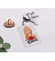 BK Gift Kişiye Özel Kadın Karikatürlü Şeffaf Pleksi Anahtarlık-33 (Beyaz)