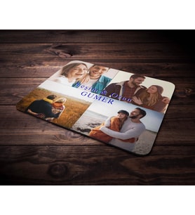 Kişiye Özel Dört Fotoğraf & İsim Temalı Mouse Pad (Renksiz)