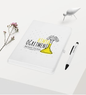 BK Gift Kişiye Özel Kimya Öğretmeni Temalı Beyaz Defter Kalem Hediye Seti - 5