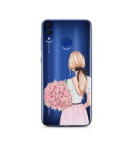 Çiçekli Kız Tasarımlı Süper Şeffaf Silikon Telefon Kılıfı Huawei Honor 8c