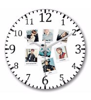 Bts Grubu   Duvar Saati Bombeli Gercek Cam