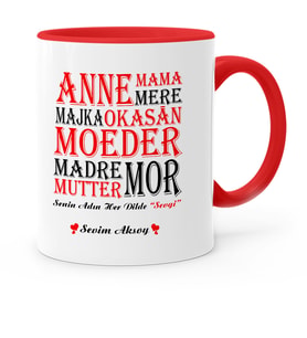 BK Gift Kişiye Özel Senin Adın Her Dilde Sevgi Kırmızı Kupa Bardak  1