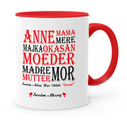 BK Gift Kişiye Özel Senin Adın Her Dilde Sevgi Kırmızı Kupa Bardak  1