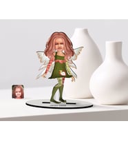 BK Gift Kişiye Özel Kız Çocuk Peri Karikatürlü Ahşap Biblo Model-1 (Beyaz)