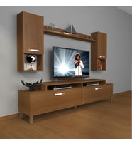 Decoraktiv Ekoflex 5da Mdf Krom Ayaklı Tv Ünitesi Tv Sehpası (Ceviz)