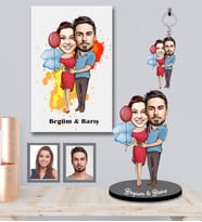 Kişiye Özel Sevgili Karikatürlü 3 lü Hediye Seti Model 9