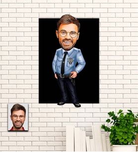 Kişiye Özel Polis Temalı Karikatür Ahşap Tablo