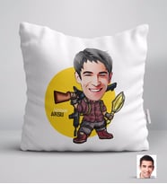 BK Gift Kişiye Özel Erkek PUBG Karikatürlü Yastık-5 (Beyaz)