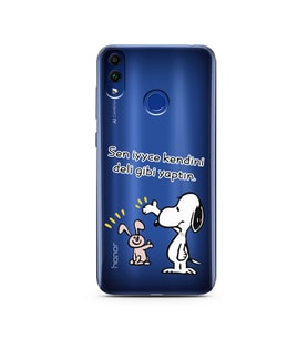 Snoopy Tasarımlı Süper Şeffaf Silikon Telefon Kılıfı Huawei Honor 8C 