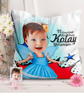 BK Gift Kişiye Özel Kız Çocuk Karikatürlü  Yastık  1