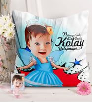 BK Gift Kişiye Özel Kız Çocuk Karikatürlü  Yastık  1
