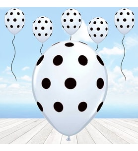 Siyah Puanlı Beyaz Balon - 10 Adet (STD)