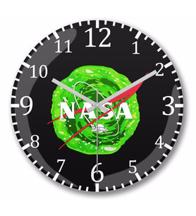 Nasa Ufo Rick and Morty Duvar Saati Bombeli Gercek Cam