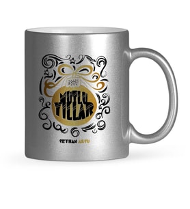 BK Gift Kişiye Özel Mutlu Yıllar Gümüş Yaldızlı Kupa Bardak  8